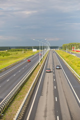 movement of cars on multilane highway