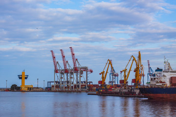 Fototapeta na wymiar sea port cargo station with cranes