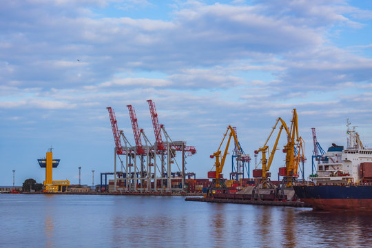 sea port cargo station with cranes
