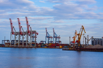 cranes in the sea port 