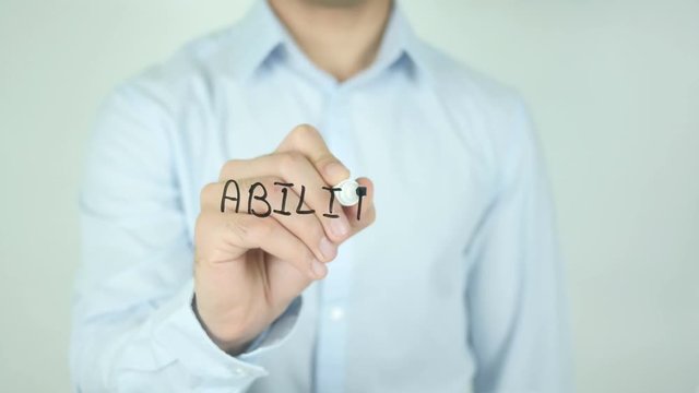 Ability, Man Writing on Screen