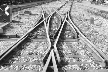 Obraz premium Railway / Image of empty railway. Black and white tone.