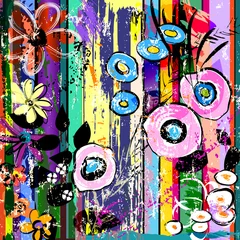 Tuinposter abstract  flowers artwork background or design elerent © Kirsten Hinte