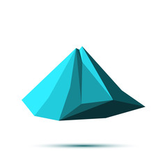 Snow mountains peak. Polygonal art. Blue tones.