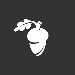 Acorn logo on black background. Vector icon