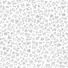 Fototapeta premium Christmas icon background Happy Winter Holiday seamless textured pattern
