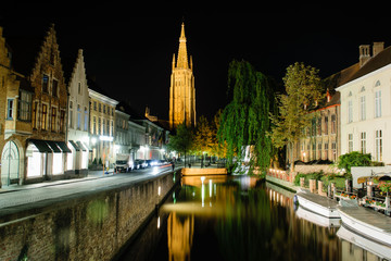 Brugges Church of Our Lady with view over the canal