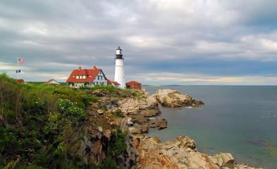 Fototapeta na wymiar Headlight of Maine / The Portland Headlight Lighthouse in Portland, Maine 