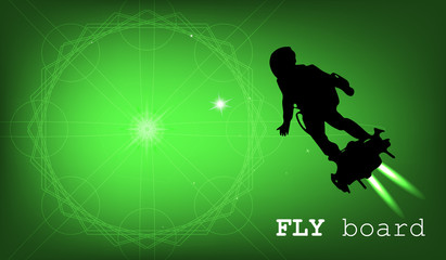 Abstract background. Fly board. Green and black tones.