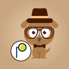 doggy hipster concept, monocle style vintage vector illustration eps 10
