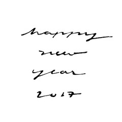 happy new year 2017 hand ink writing calligraphy style on white background