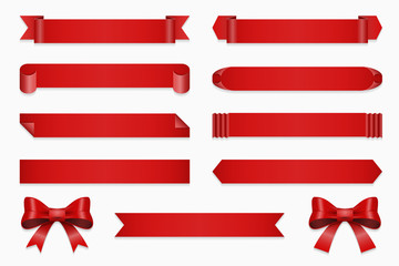 Anniversary ribbon set. Vector banner ribbons and bow