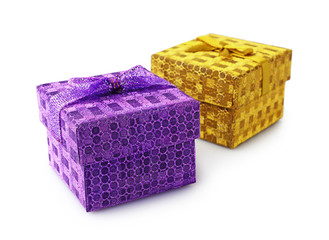 Golden and violet gift boxes