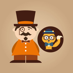 man hipster standing with fox fashion vector illustration eps 10