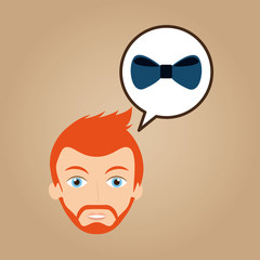 man hipster bearded wearing bow tie vector illustration eps 10