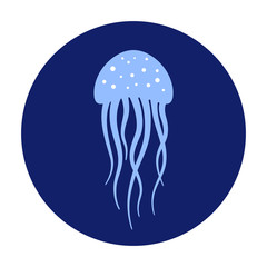 Jellyfish under water icon. Marine life. Vector illustration