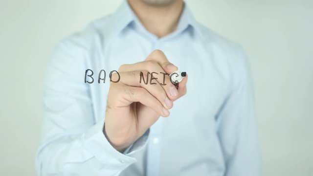 Bad Neighbour, Man Writing on Screen
