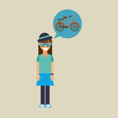 hipster girl bicycle vintage background icon vector illustration eps 10 vector illustration eps 10
