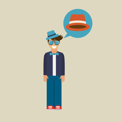 hipster character bow tie hat vector illustration eps 10