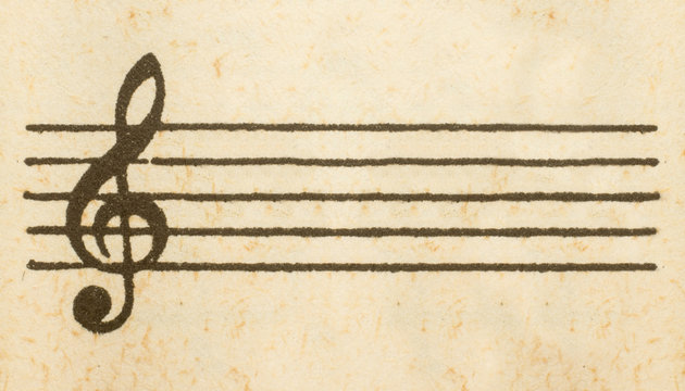 Treble clef on the stave- Chiave di violino su pentagramma