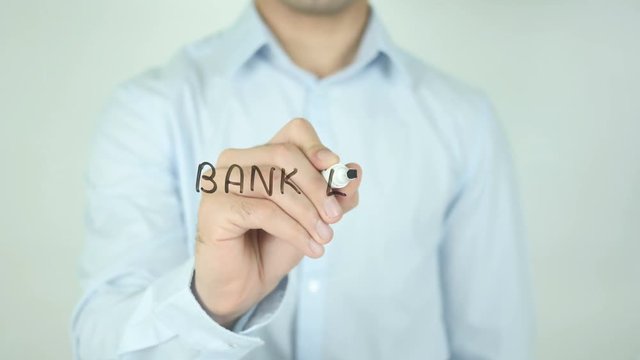 Bank Loan, Man Writing on Screen