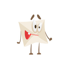 Happy Humanized Letter Paper Envelop Cartoon Character Emoji Illustration