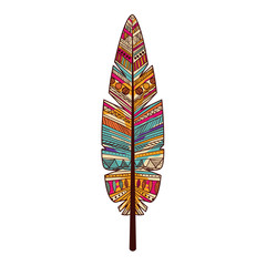 Feather plume icon. Bohemic boho rustic decoration nature and vintage theme. Isolated design. Vector illustration