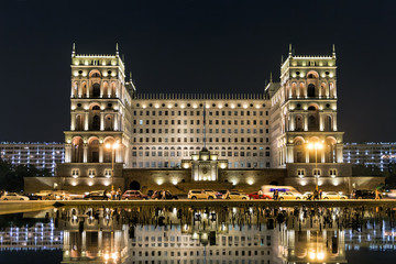 Fototapeta premium The Government house on Freedom square at night. Baku. Azerbaija