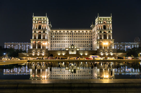The Government house on Freedom square at night. Baku. Azerbaijan