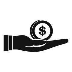 Dollar in hand icon. Simple illustration of dollar in hand vector icon for web design