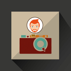 face man bearded hipster photographic cameravector illustration eps 10