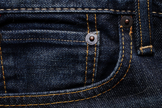 Front pocket on blue jeans