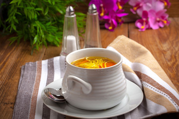 Bowl of chicken soup.