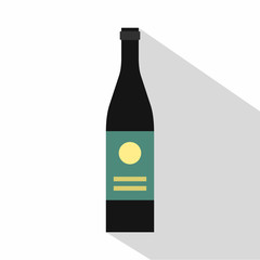 Wine bottle icon. Flat illustration of wine bottle vector icon for web