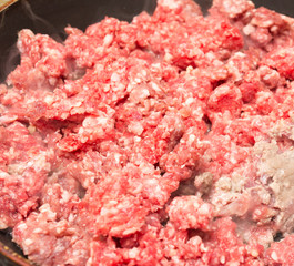 beef fried in a pan