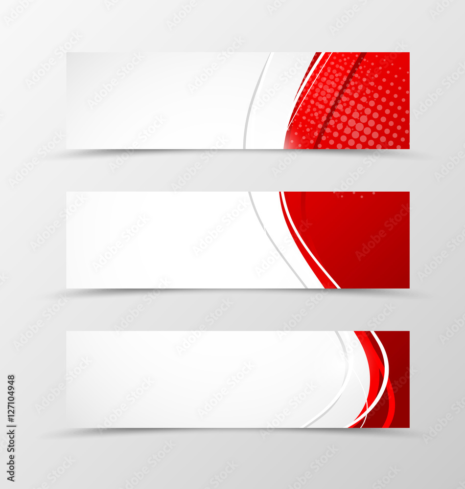 Poster set of header banner wavy design