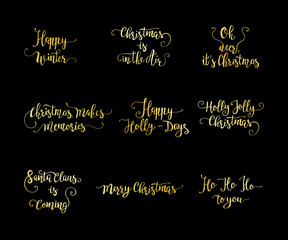 Fototapeta na wymiar Vector set of handdrawn Christmas lettering.