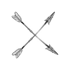 Arrow of boho style icon. Bohemic decoration and vintage theme. Isolated design. Vector illustration