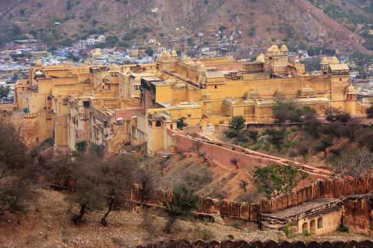 View of Amber Fort from Jaigarh Fort in Rajasthan, India