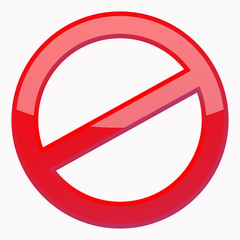 Red Prohibition sign 3D Icon at the white background. Do Not Symbol for your Business Presentation. Vector Isolated illustration