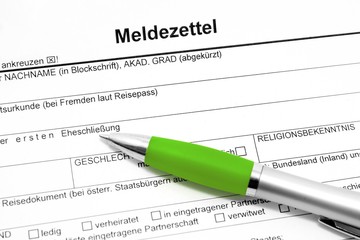 Fototapeta premium Meldezettel ausfüllen