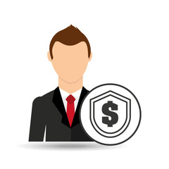 businessman character dollar shield icon vector illustration eps 10