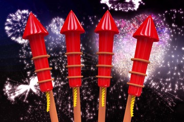 Composite image of rockets for fireworks