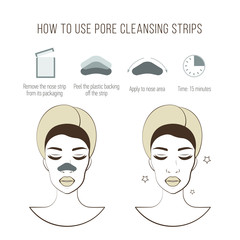 Cleans pores strip. Beautiful young women with cleansing mask. Before and after procedure. Facial Treatments