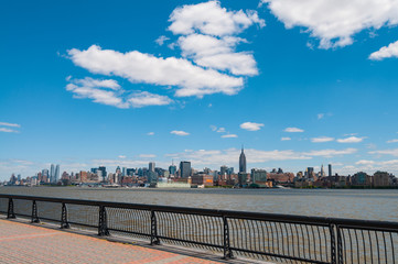 Fototapeta na wymiar beautiful new york city skyline over hudson river, usa, america.