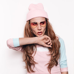 Amazing teen girl.Autumn -spring outfit, hipster trend Girl Swag