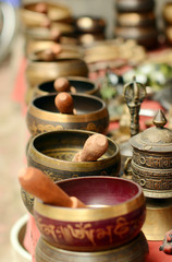 Tibetan singing bowls in Kathmandu, Nepal.