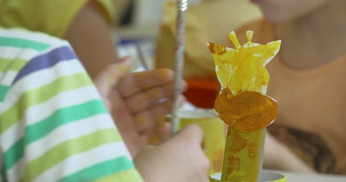 Children Paint Paper Animals