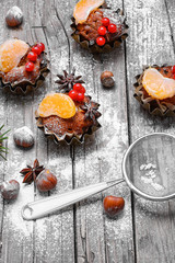 Christmas cupcake with berries