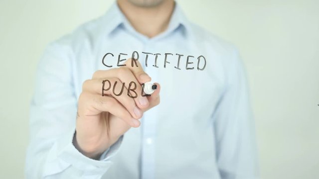 Certified Public Accountant, CPA, Man Writing on Screen